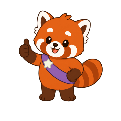 Yoo the red panda giving a proud thumbs-up